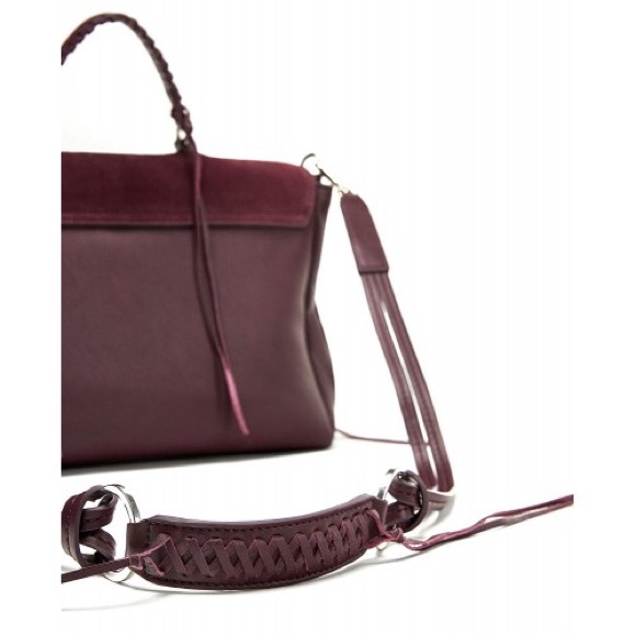 NWT Zara Eggplant Purple Braided Leather City Bag - Picture 4 of 8